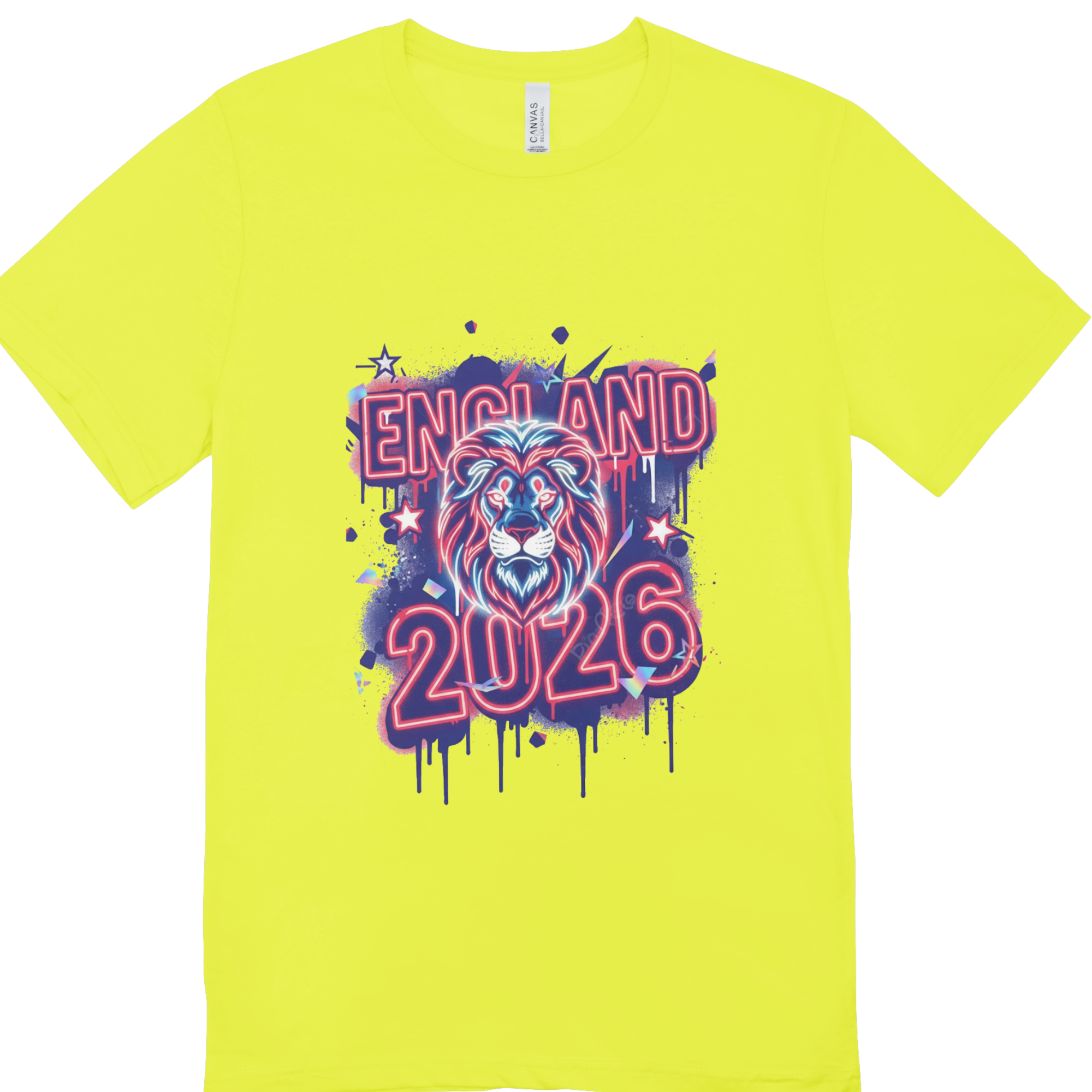 England 2026 Neon Lion T-Shirt | World Cup Fan Tee | Streetwear Graphic Shirt