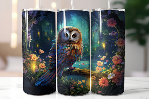 Enchanted Owl Forest 20oz Skinny Tumbler with Lid & Straw