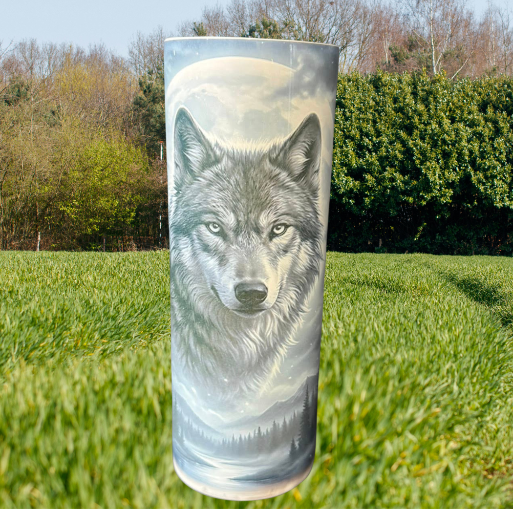Wolf Moon Skinny Tumbler | Wildlife Gift Cup