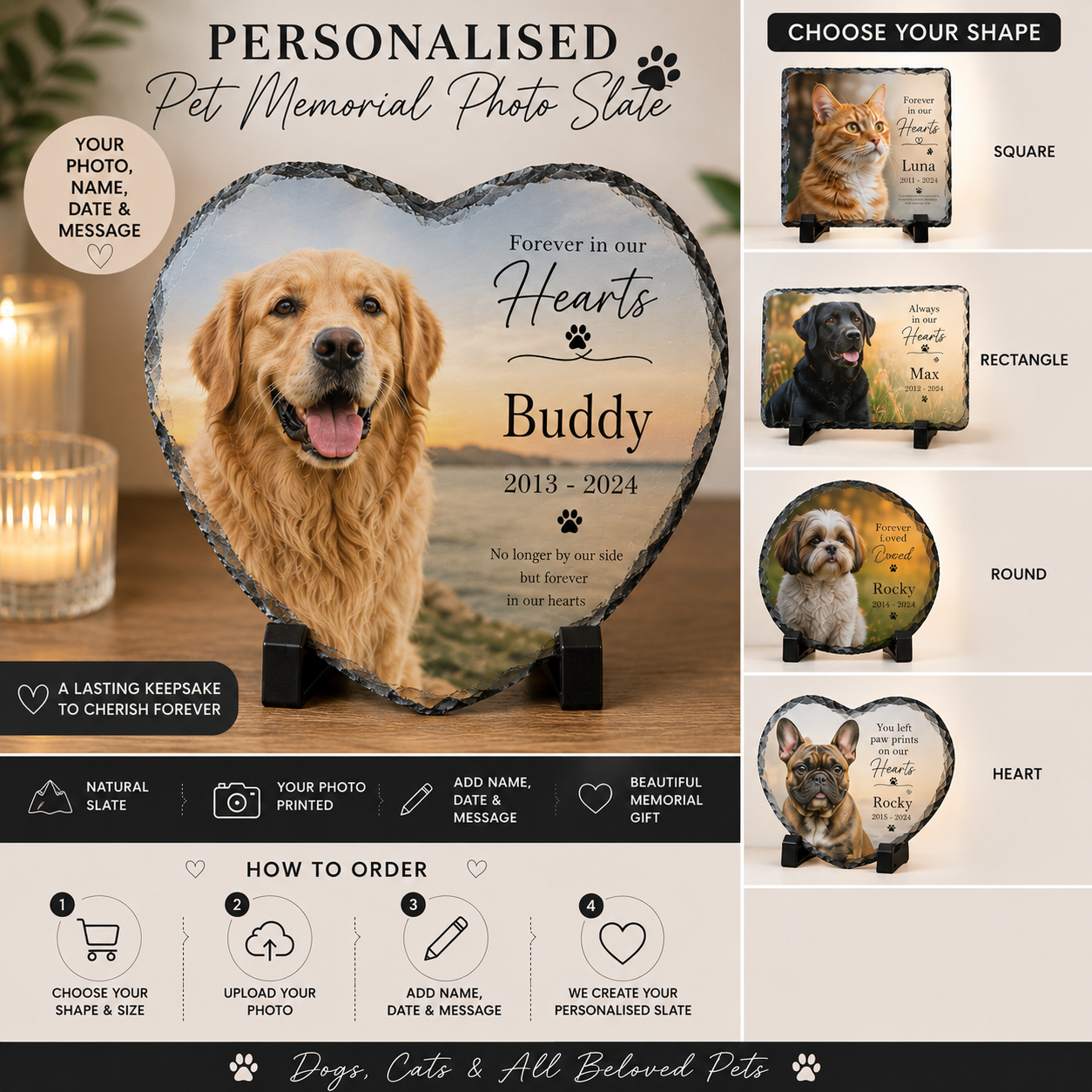 Personalised Pet Memorial Photo Slate