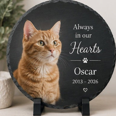 Personalised Cat Memorial Photo Slate | Custom Cat Remembrance Gift