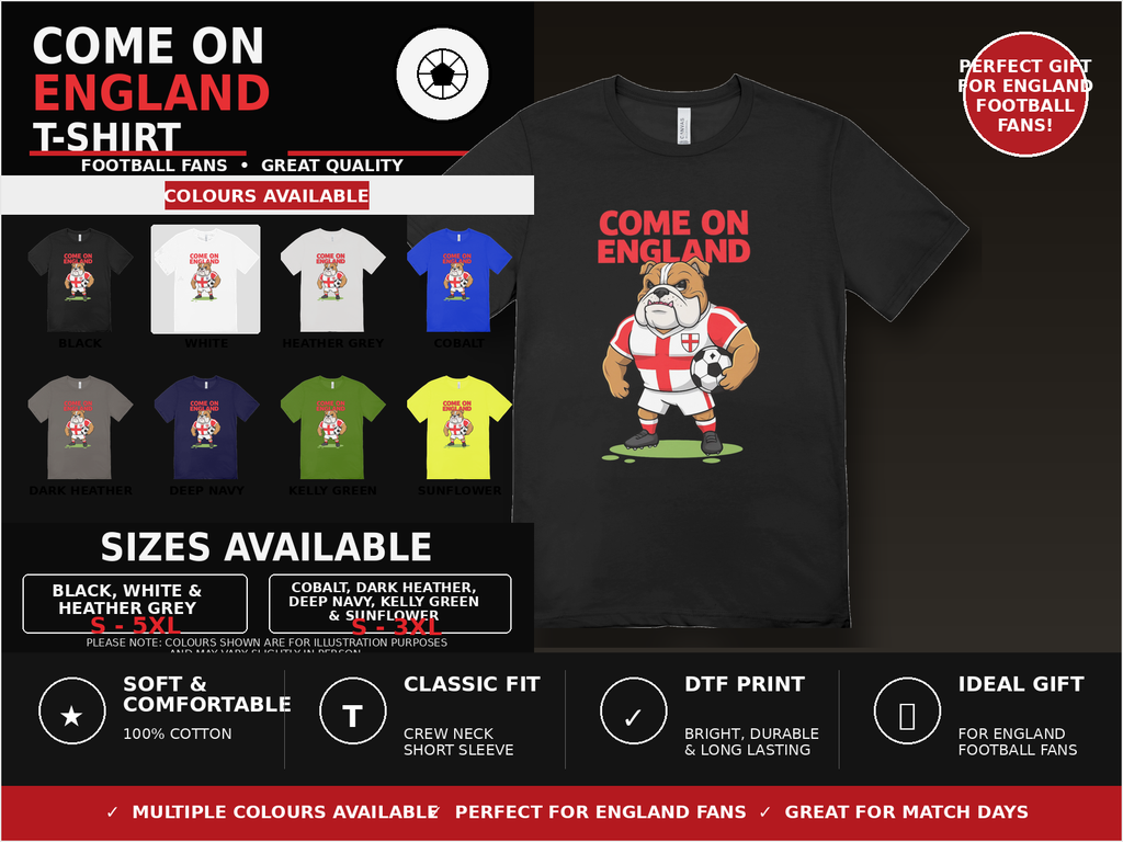 Come On England Bulldog Fan T-Shirt