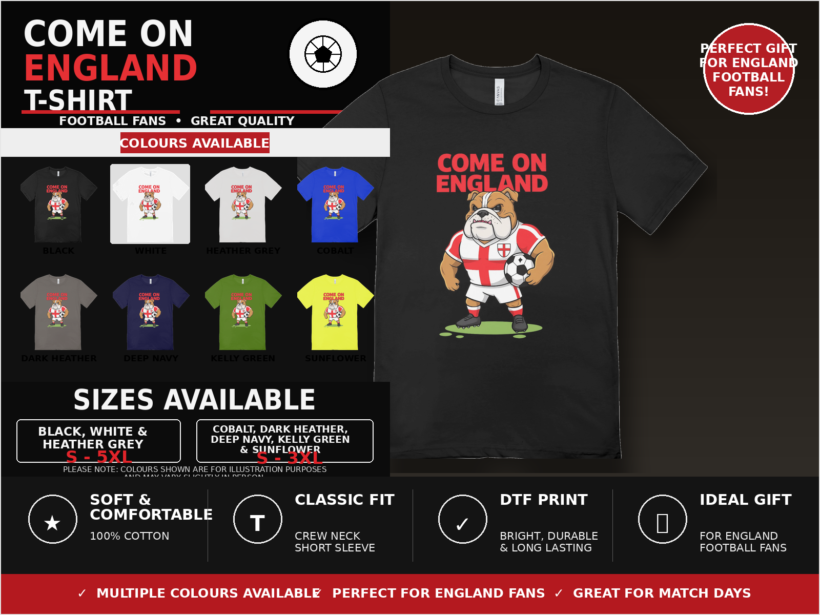 Come On England Bulldog Fan T-Shirt