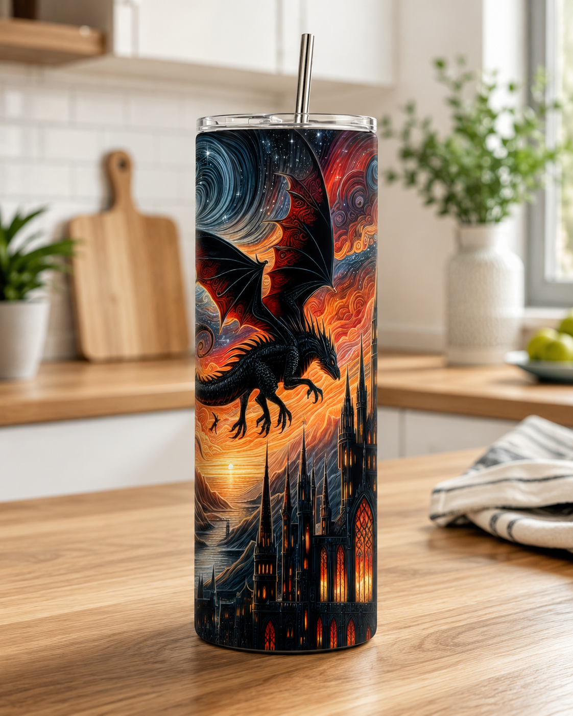 Gothic Dragon Castle 20oz Skinny Tumbler