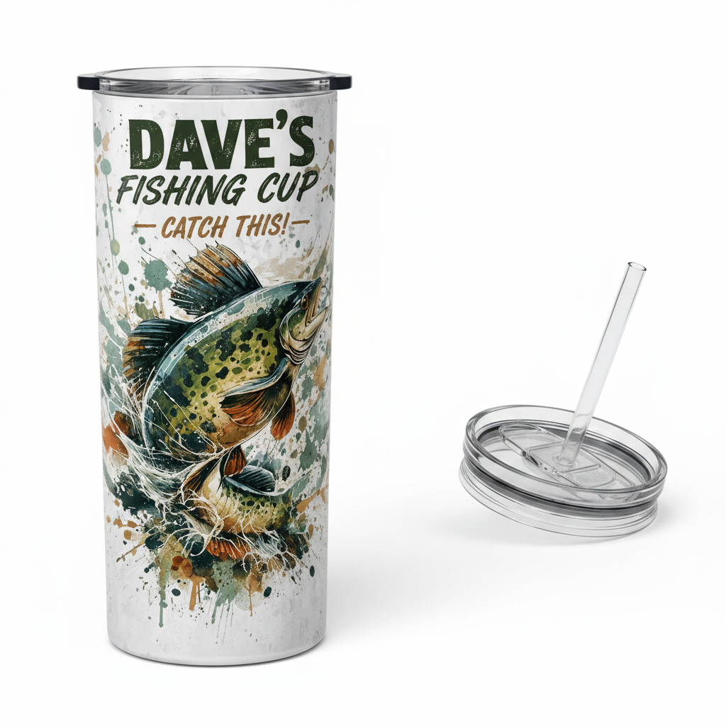 Personalised Fishing Tumbler – Name Gift for Dad or Grandad | 20oz