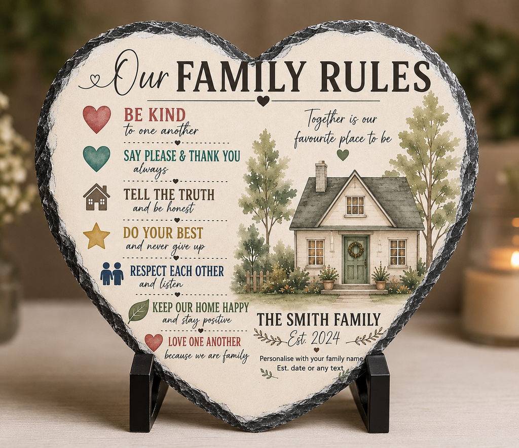 Personalised Family Rules Slate Plaque | Family Home Gift