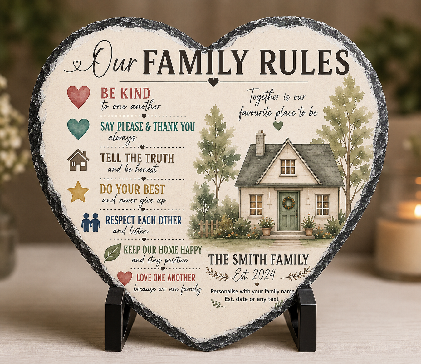 Personalised Family Rules Slate Plaque | Family Home Gift