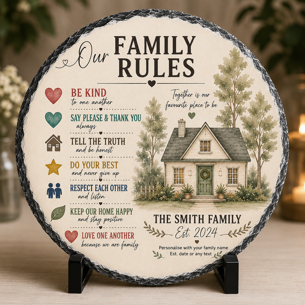 Personalised Family Rules Slate Plaque | Family Home Gift