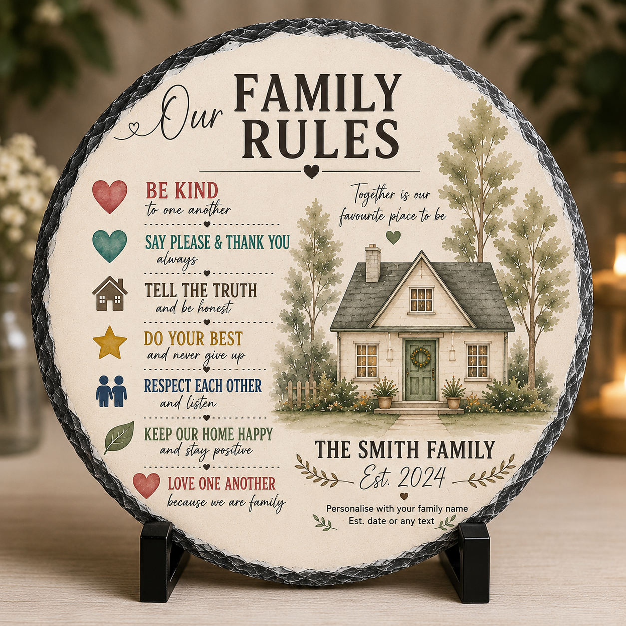Personalised Family Rules Slate Plaque | Family Home Gift