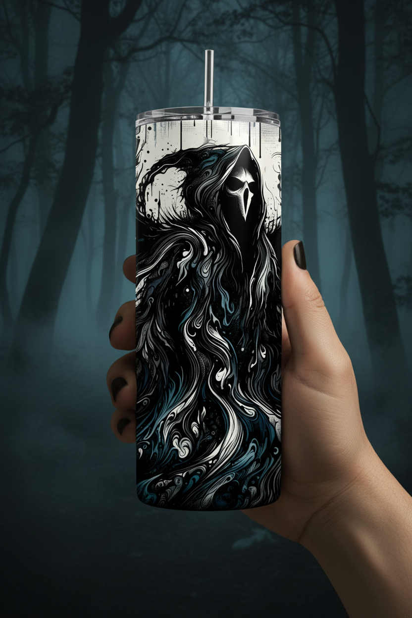 Gothic Horror Tumbler Mockup 3 - Hand Hold Forest