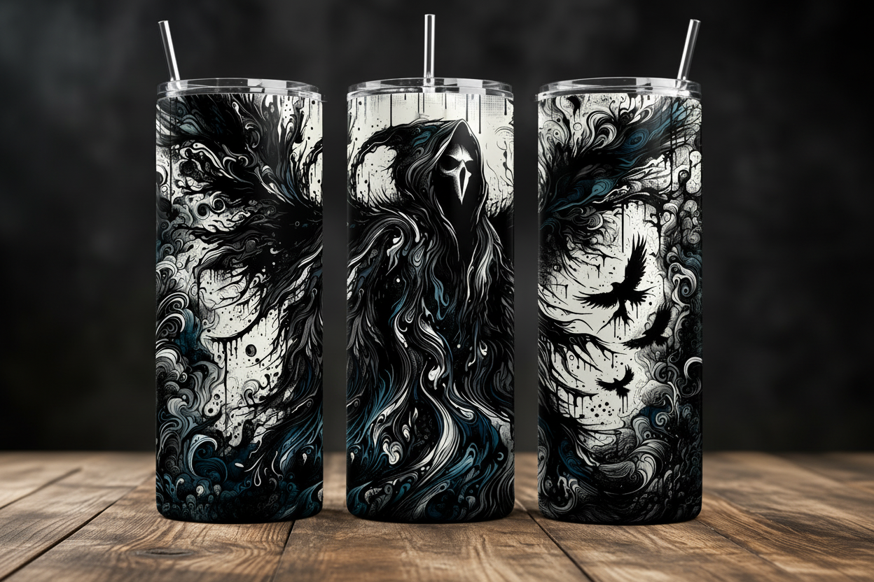 Gothic Horror Tumbler Mockup 6 - Three Angles