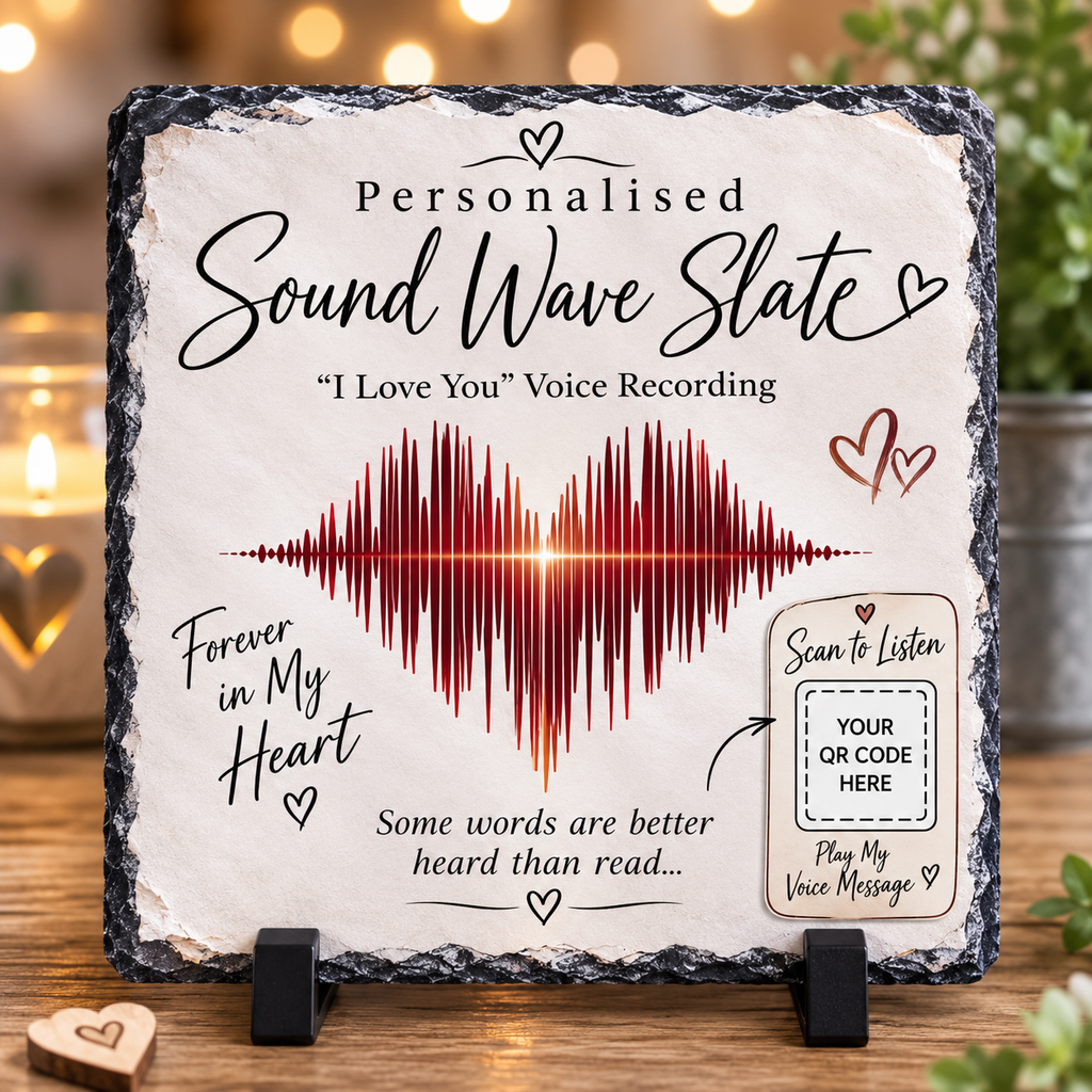 Personalised Sound Wave Slate with Your Voice Message QR Code