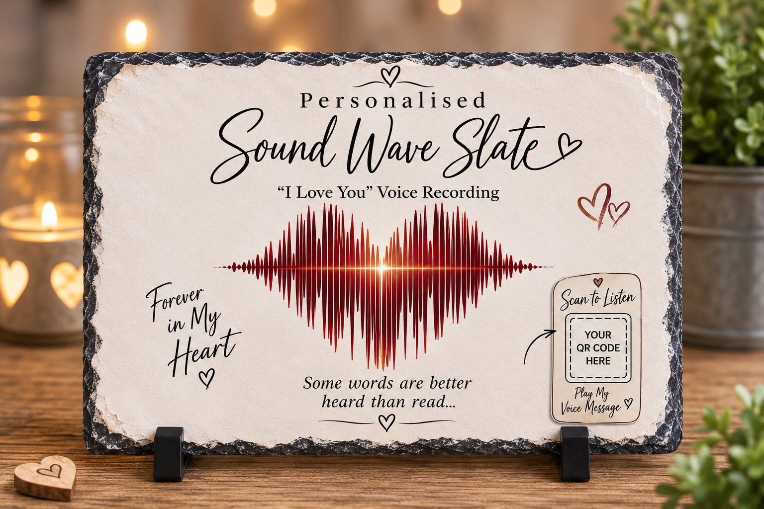 Personalised Sound Wave Slate with Your Voice Message QR Code
