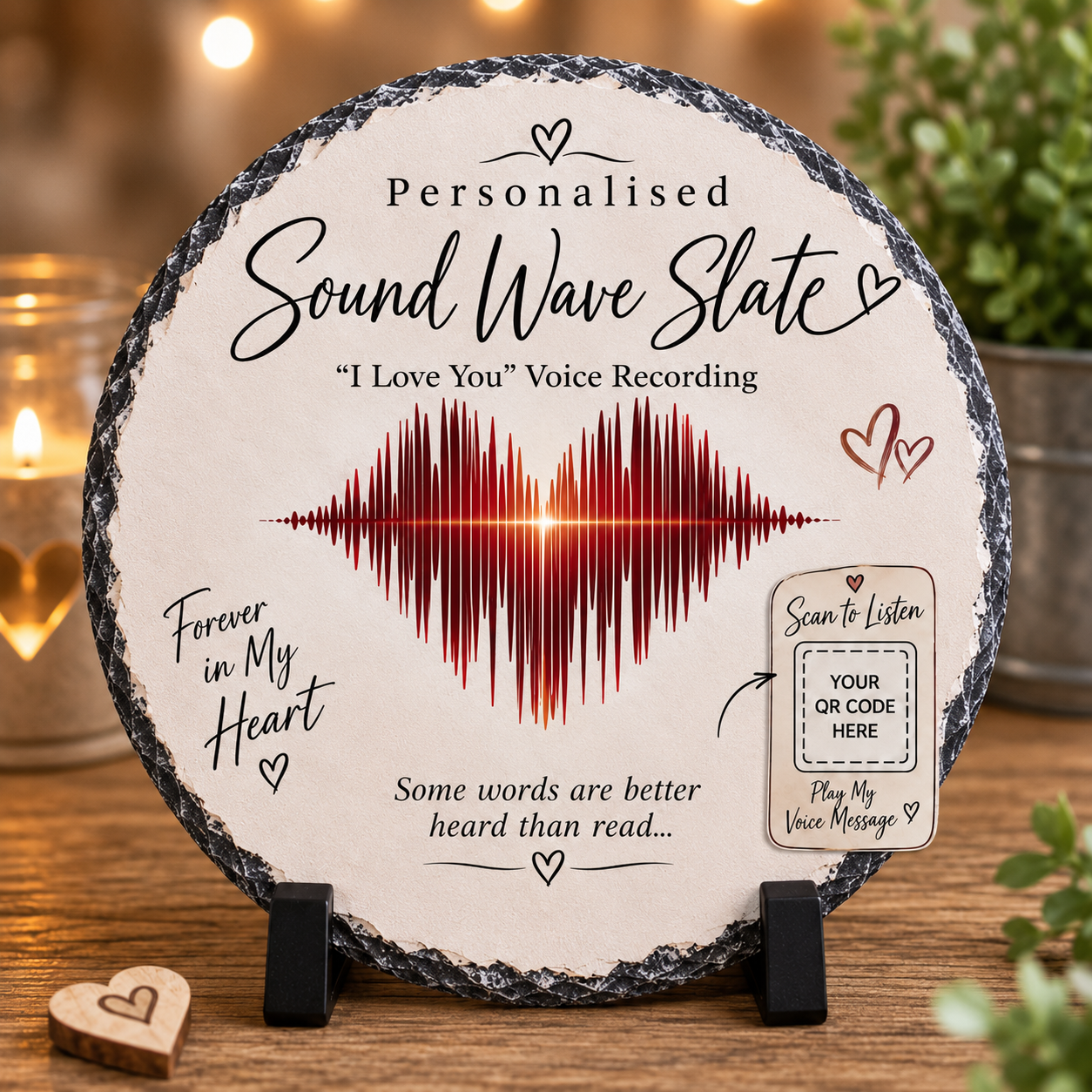Personalised Sound Wave Slate with Your Voice Message QR Code