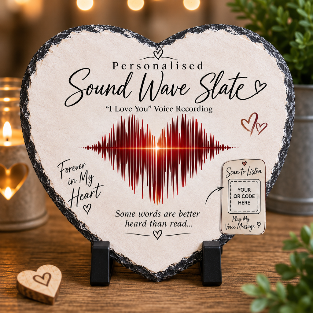 Personalised Sound Wave Slate with Your Voice Message QR Code
