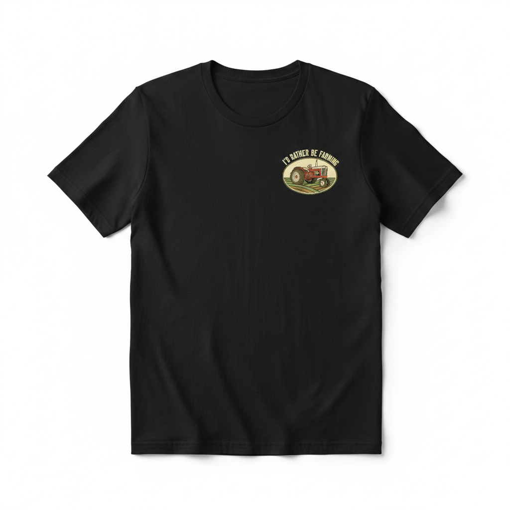 I'd Rather Be Farming T-Shirt - Black flat lay