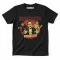 Monsters Unite black t-shirt flat lay mockup