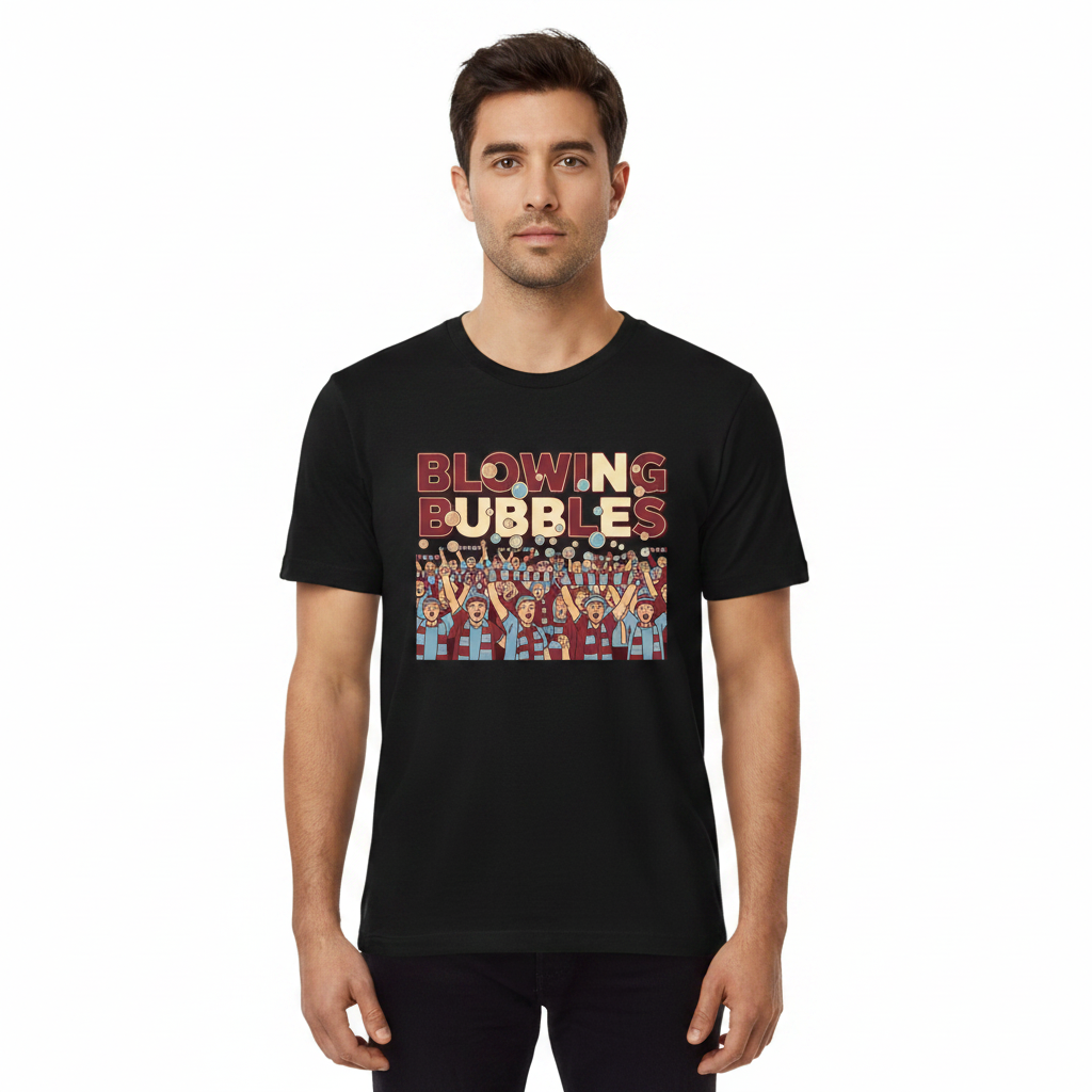 Blowing Bubbles terrace fans black t-shirt male model