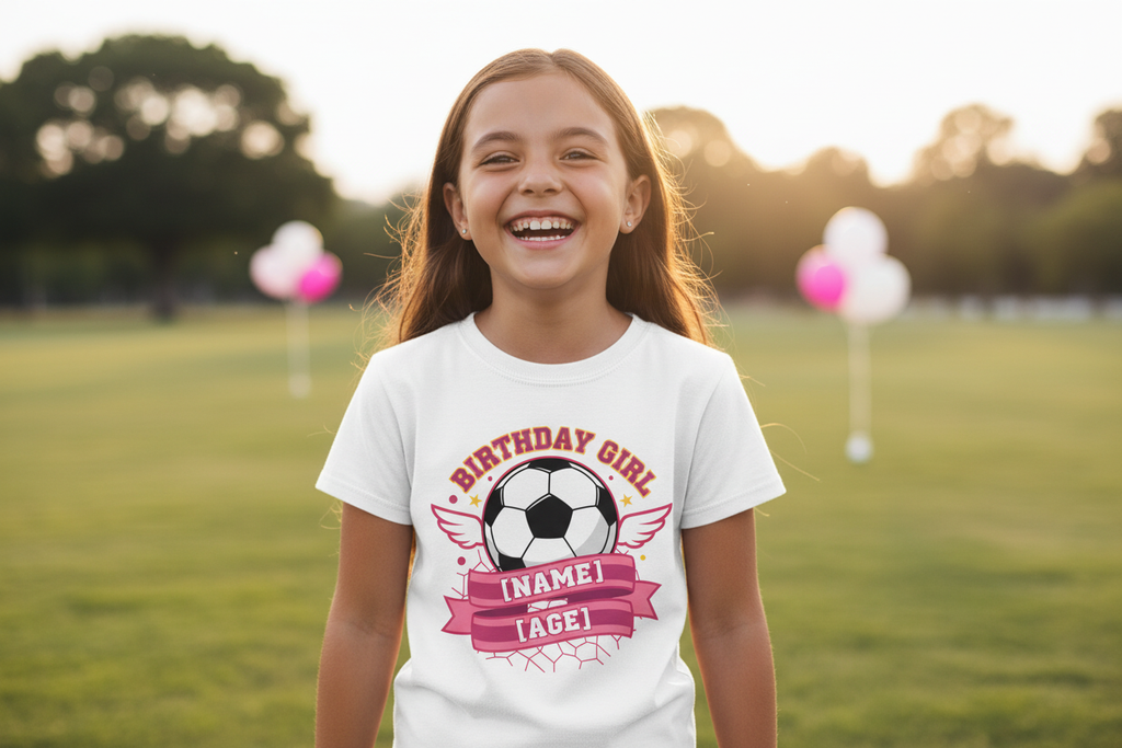 Personalised Football Birthday Girl T-Shirt - Lifestyle
