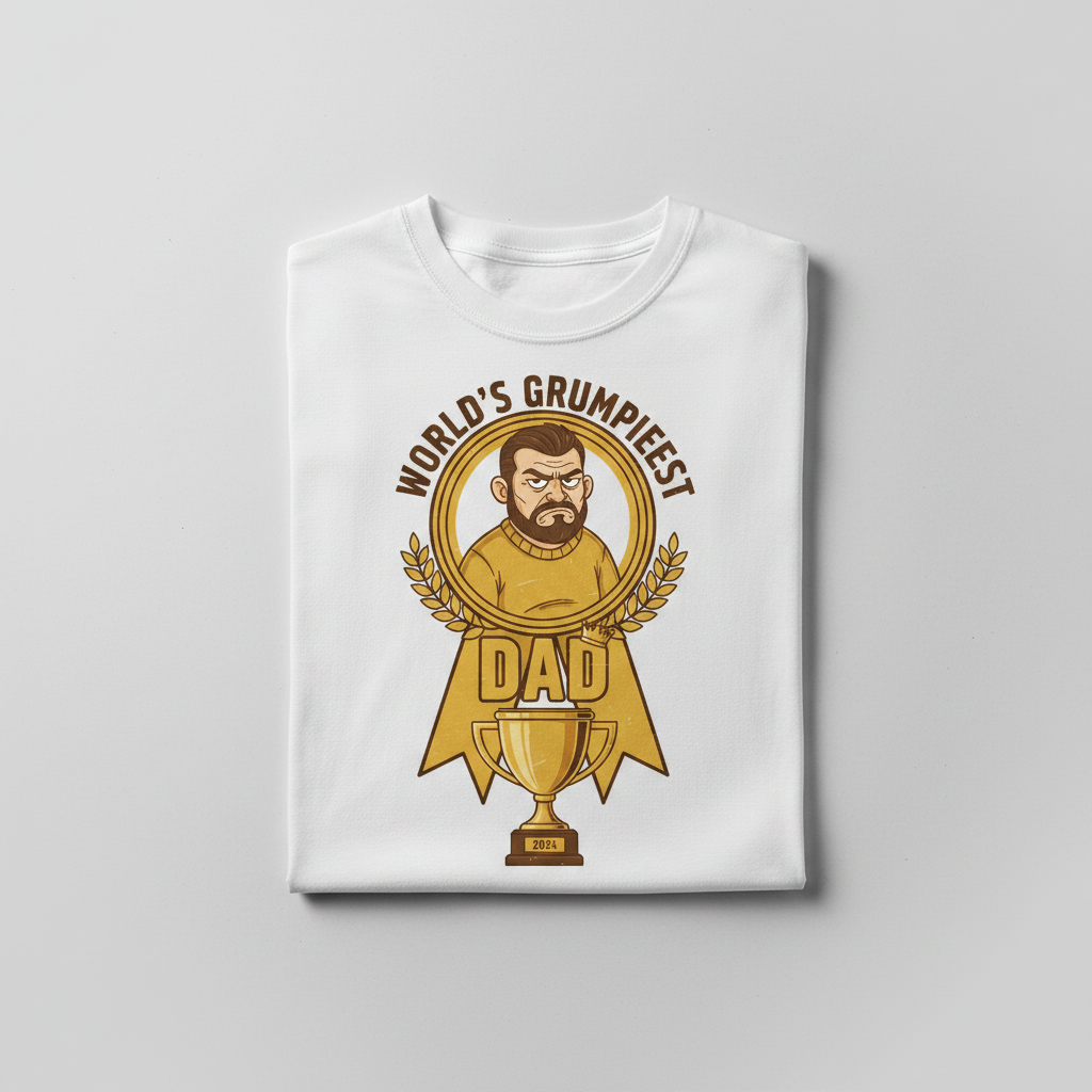 World's Grumpiest Dad T-Shirt - White Flat Lay