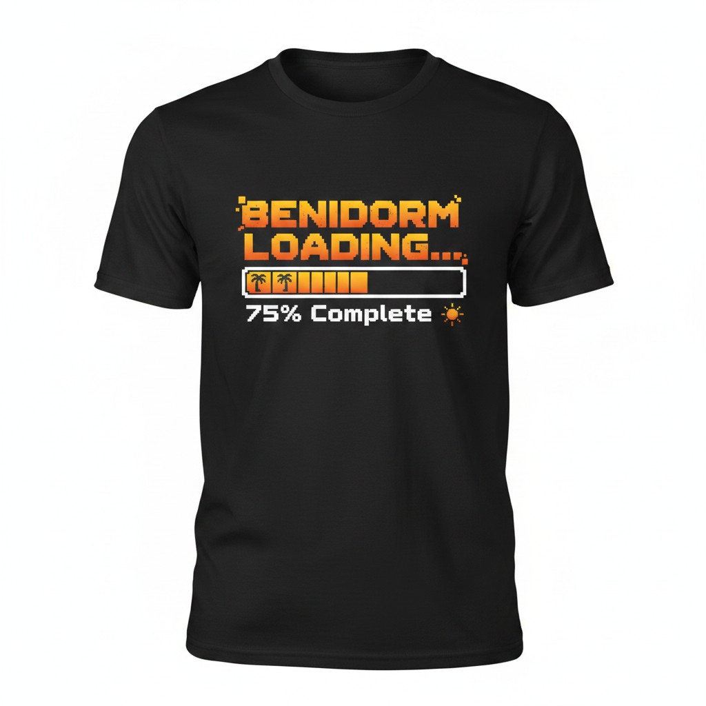 Benidorm Loading black t-shirt ghost mannequin