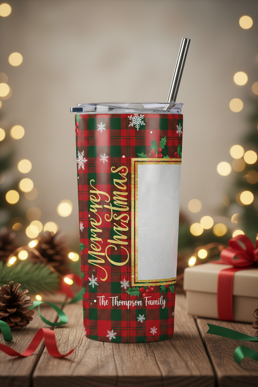Merry Christmas tumbler mockup
