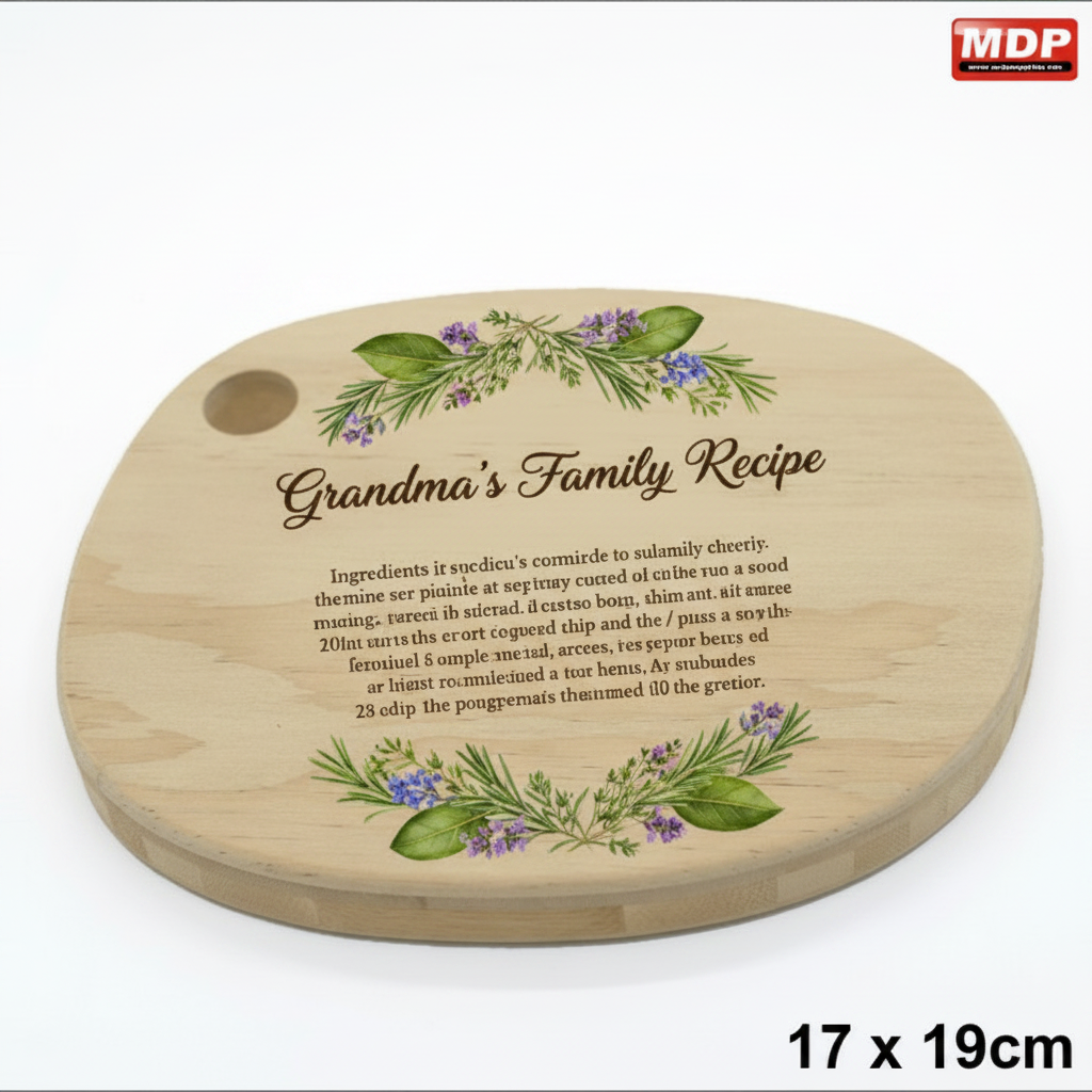 Personalised Family Recipe Chopping Board - Oval 17x19cm sublimation printed