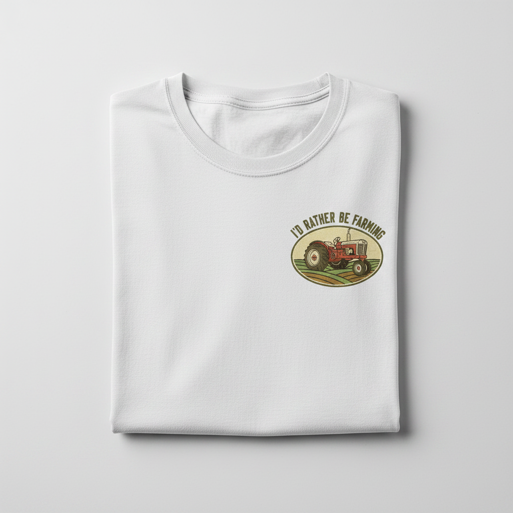 I'd Rather Be Farming T-Shirt - White flat lay
