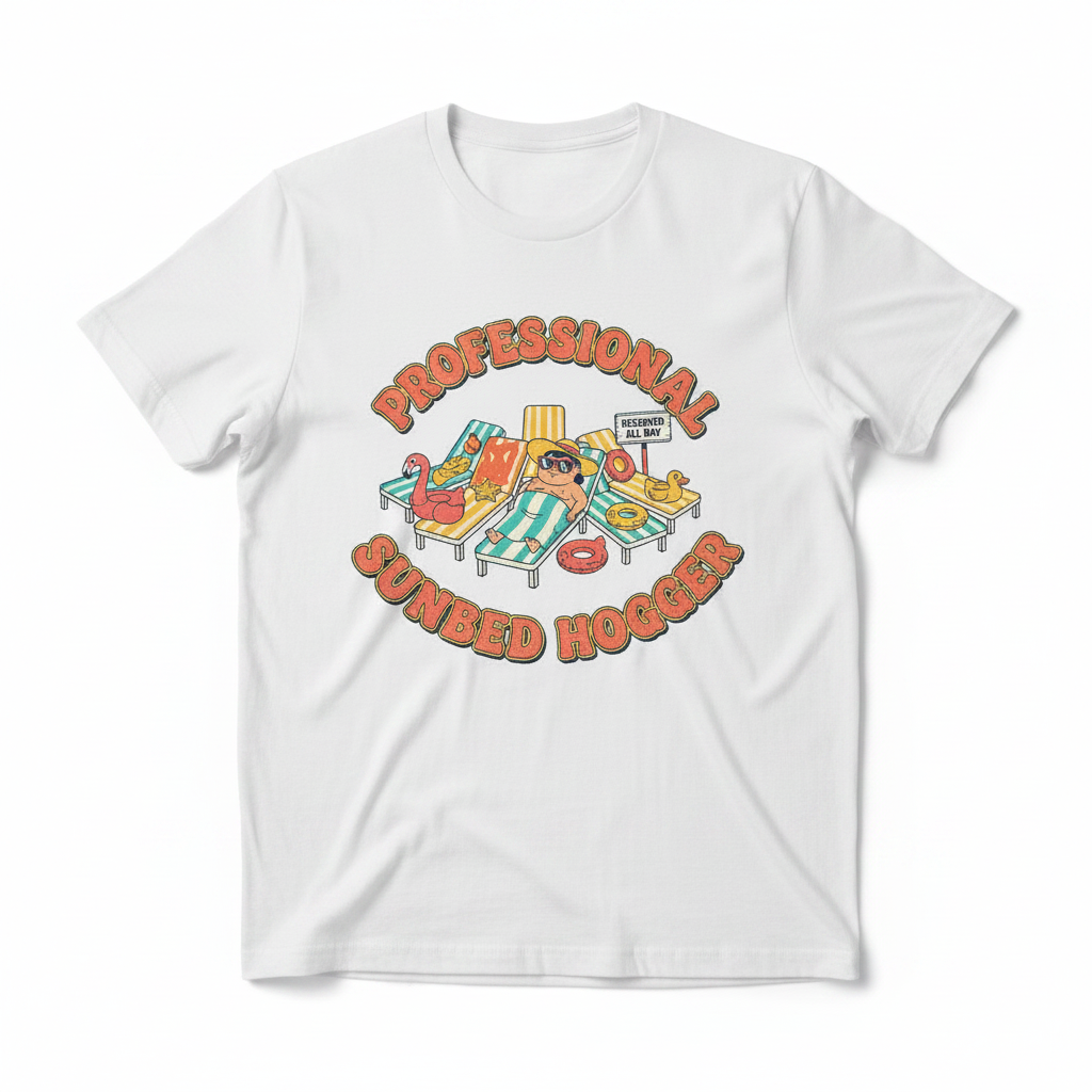 Professional Sunbed Hogger white t-shirt flat lay