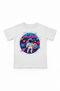 Level 8 Unlocked space galaxy birthday t-shirt - white flat lay