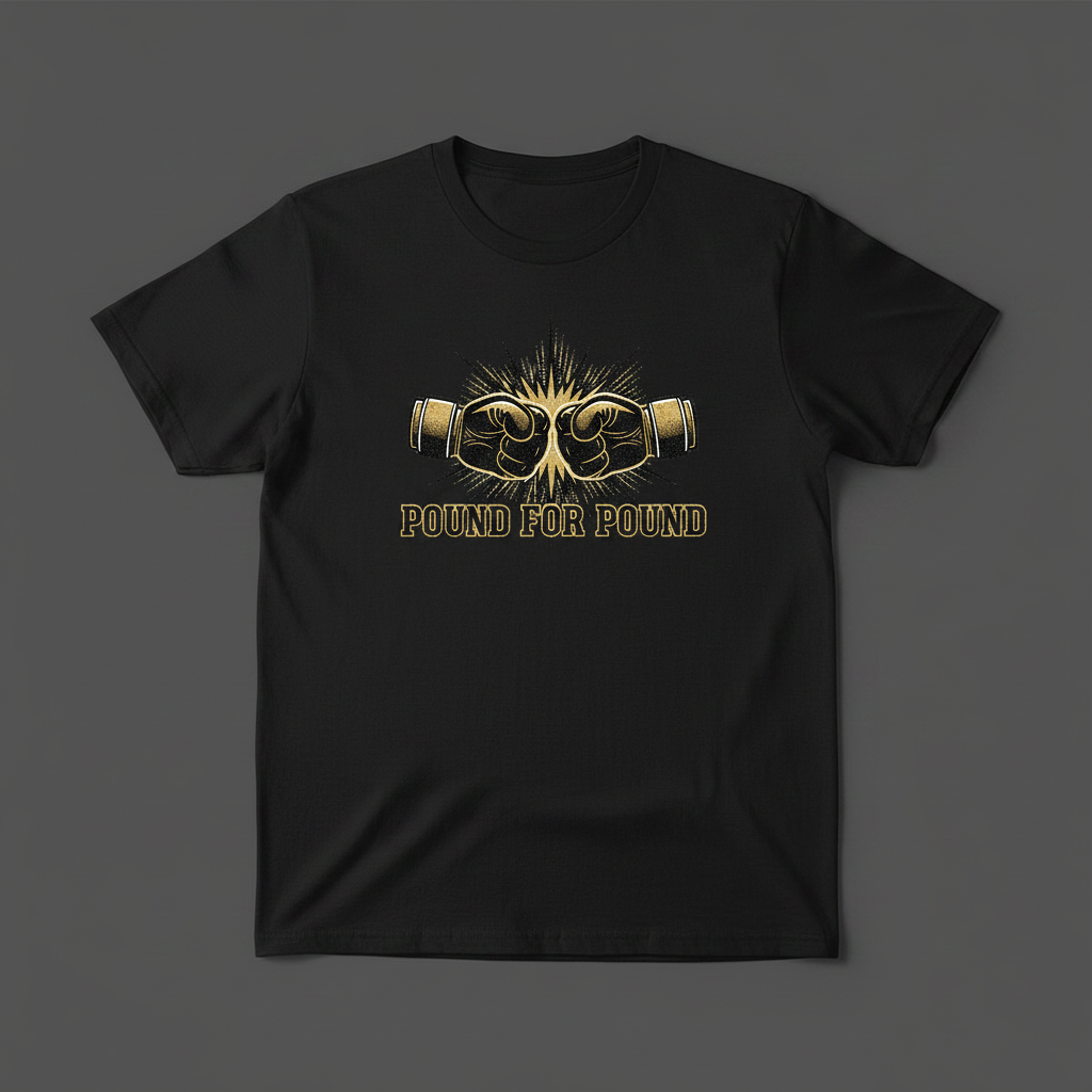 Pound for Pound boxing t-shirt in black, flat lay product photo