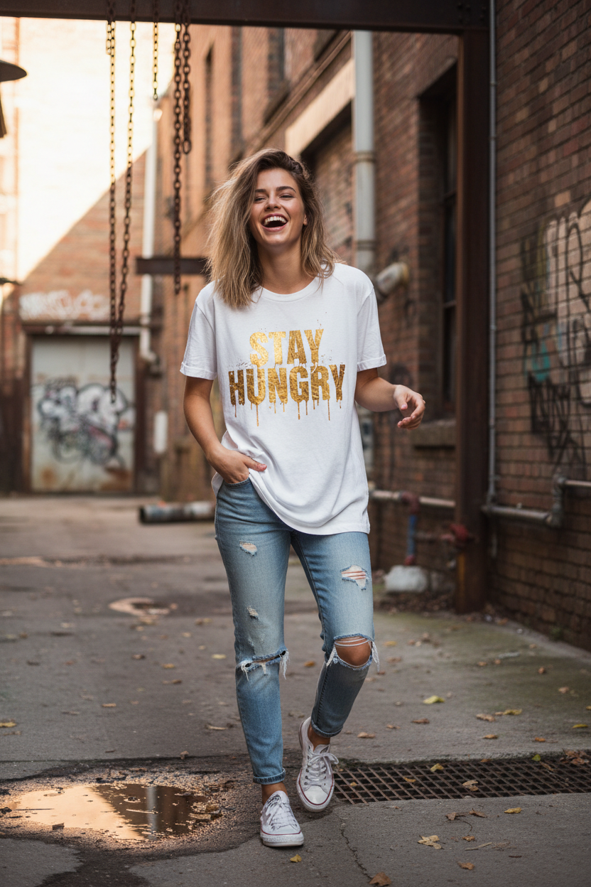 Stay Hungry Tee - White Lifestyle