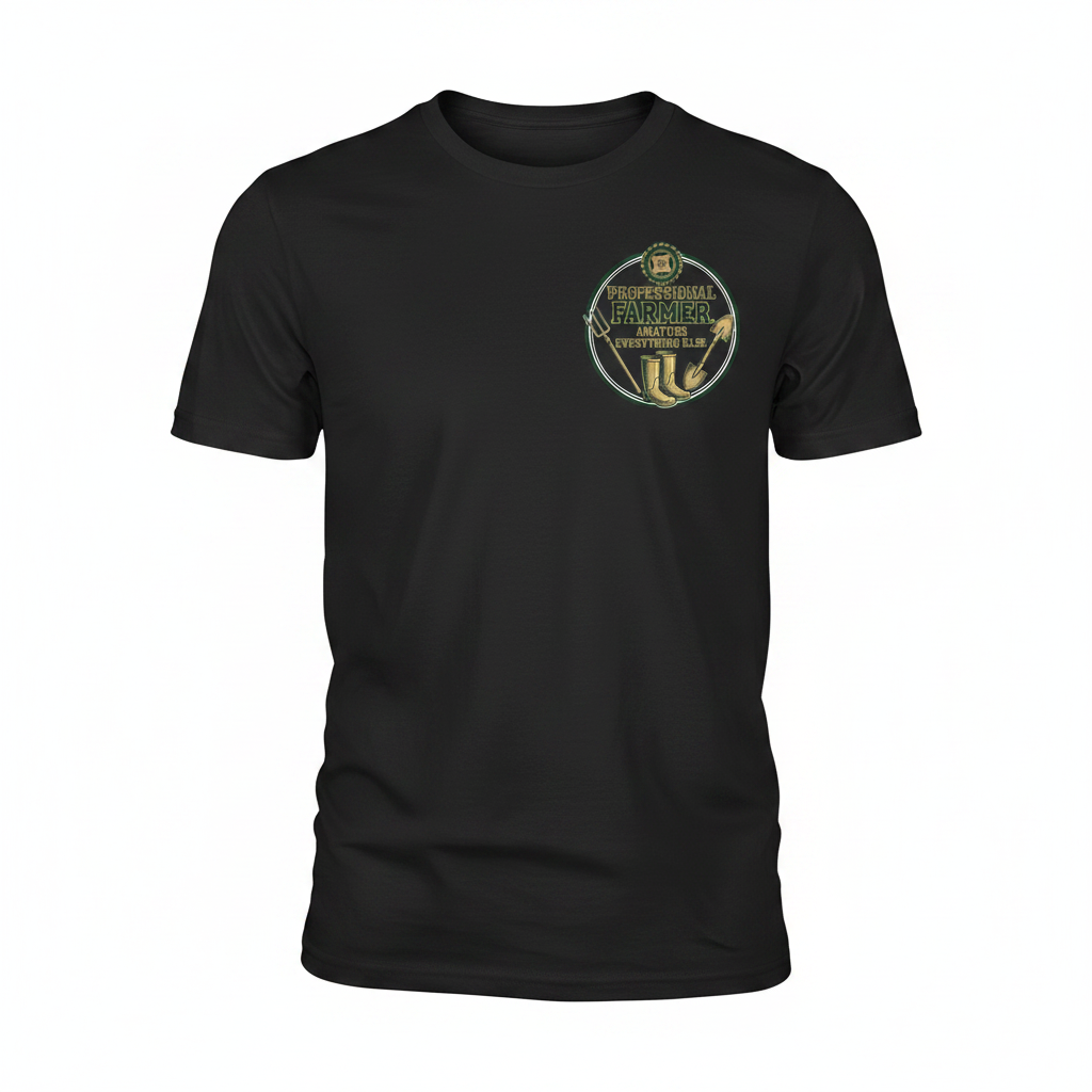 Professional Farmer Amateur Everything Else T-Shirt - Black ghost mannequin mockup