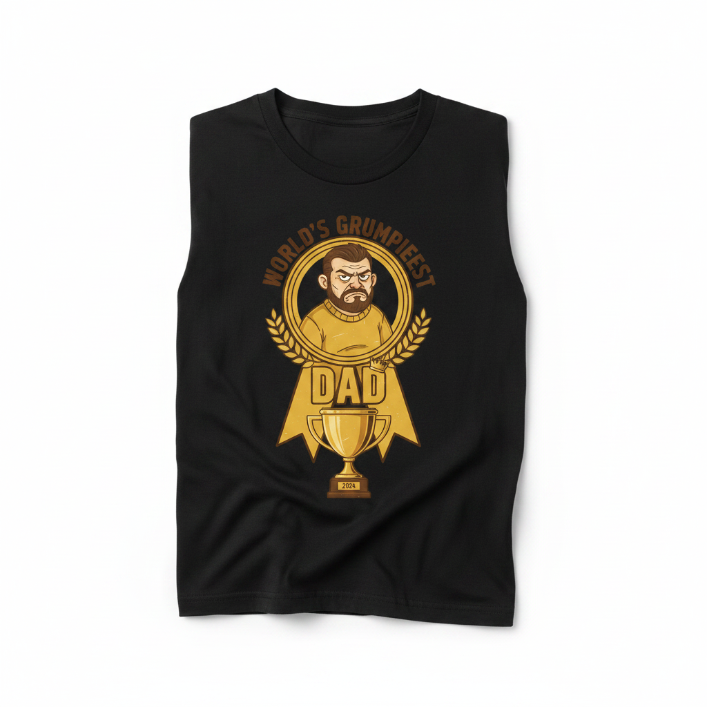 World's Grumpiest Dad T-Shirt - Black Flat Lay
