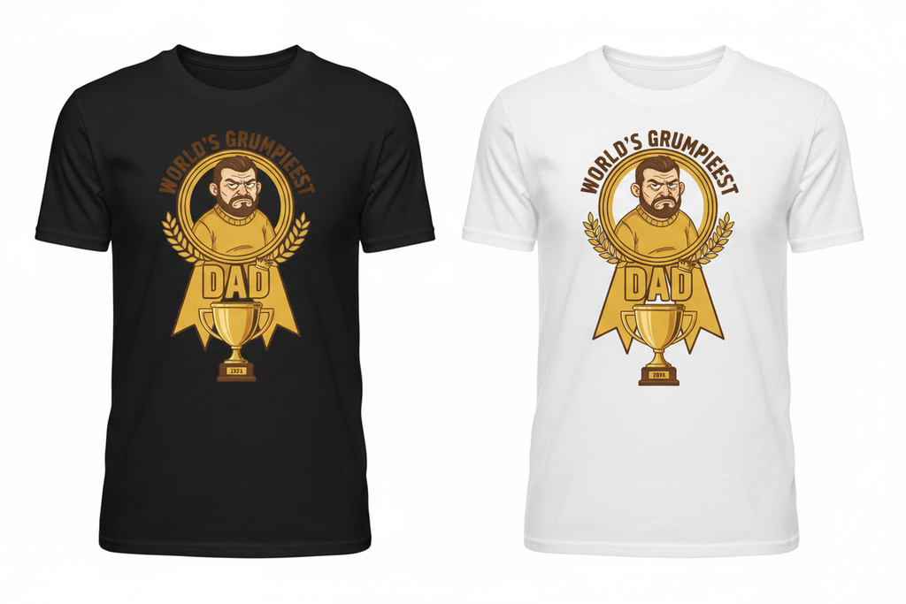 World's Grumpiest Dad T-Shirt - Black & White Side by Side
