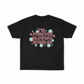I'm Forever Blowing Bubbles black t-shirt flat lay