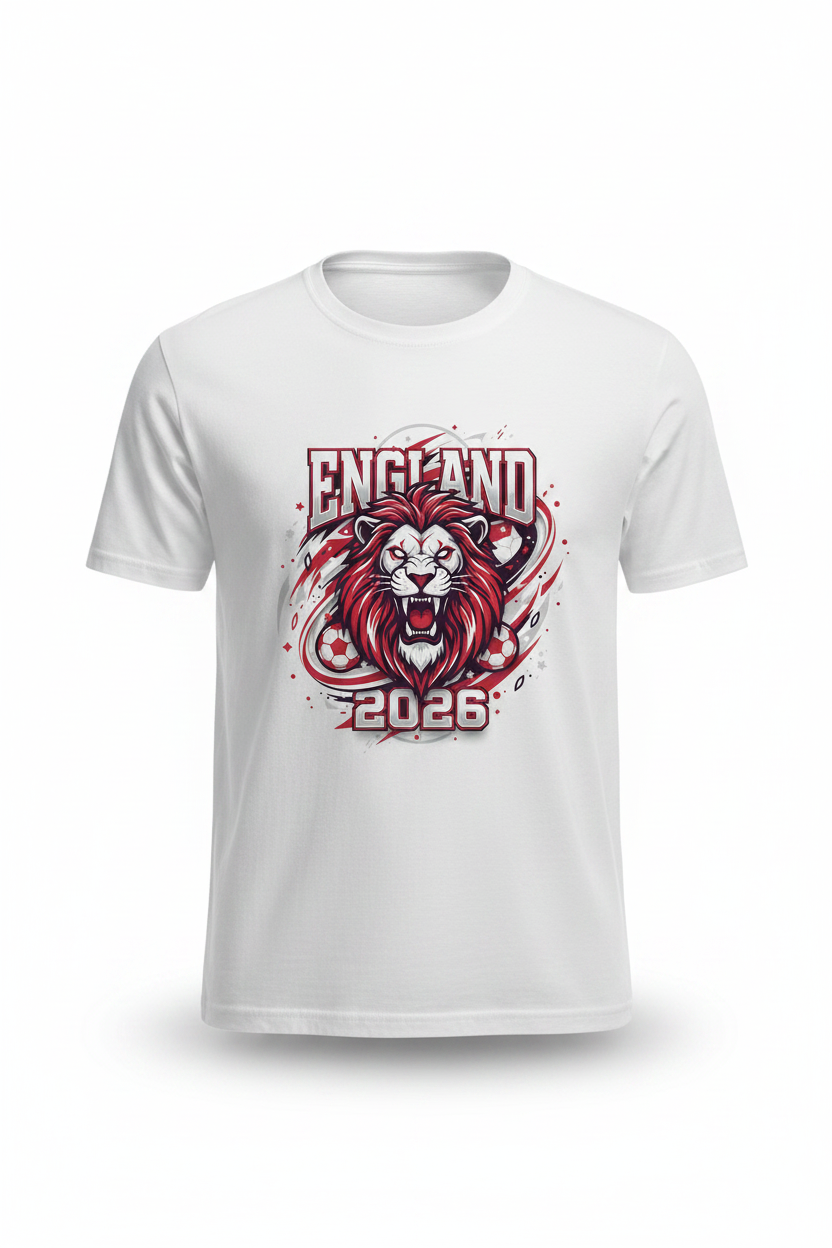England 2026 Football Fan T-Shirt - White Ghost Mannequin