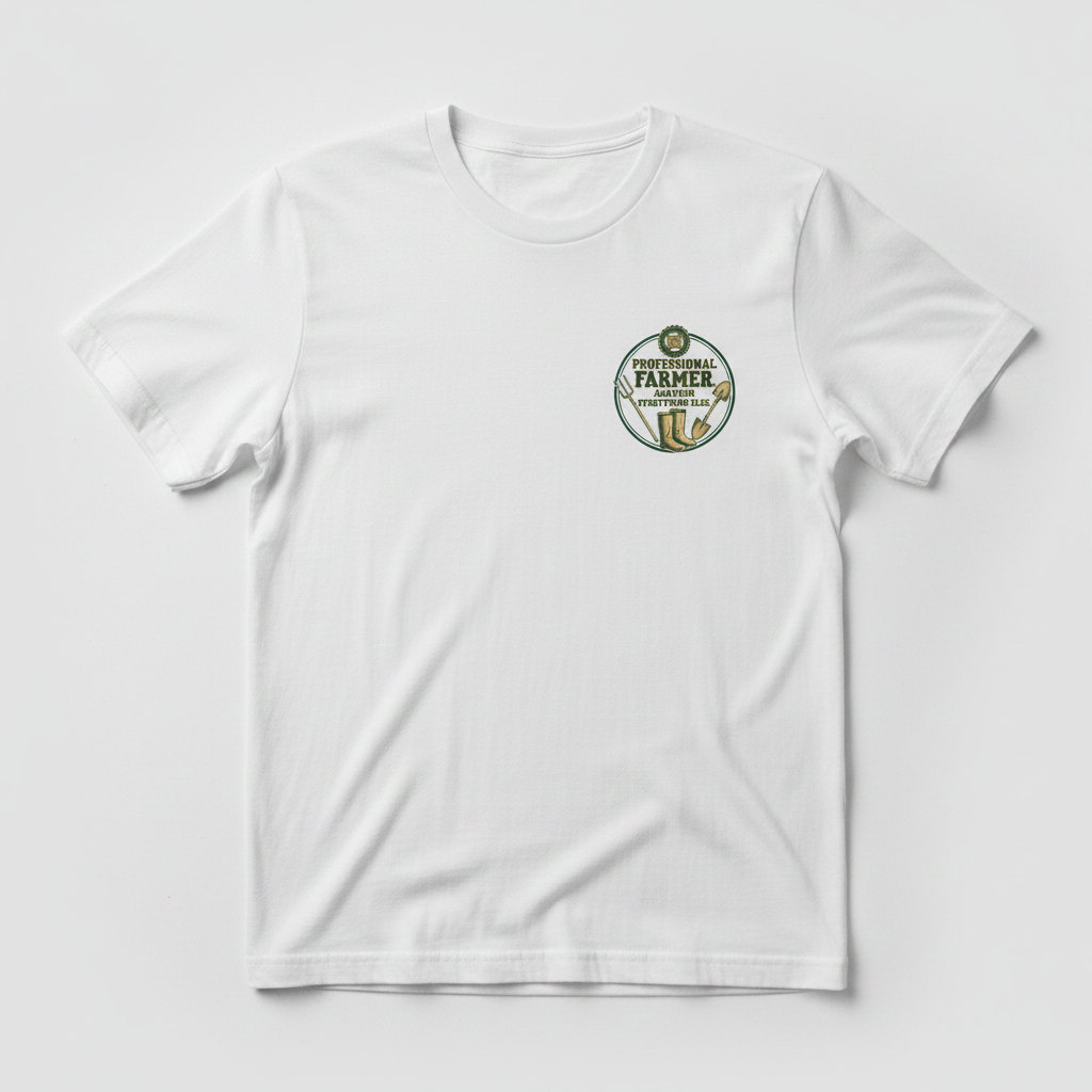 Professional Farmer Amateur Everything Else T-Shirt - White flat lay mockup