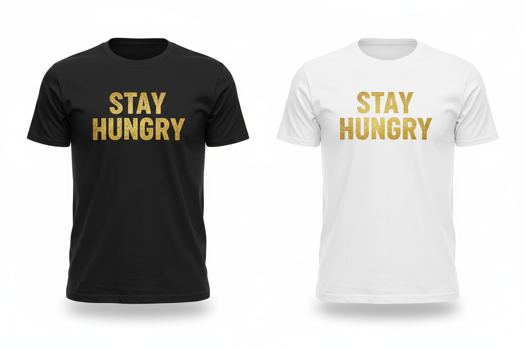 Stay Hungry Tee - Black and White Side by Side