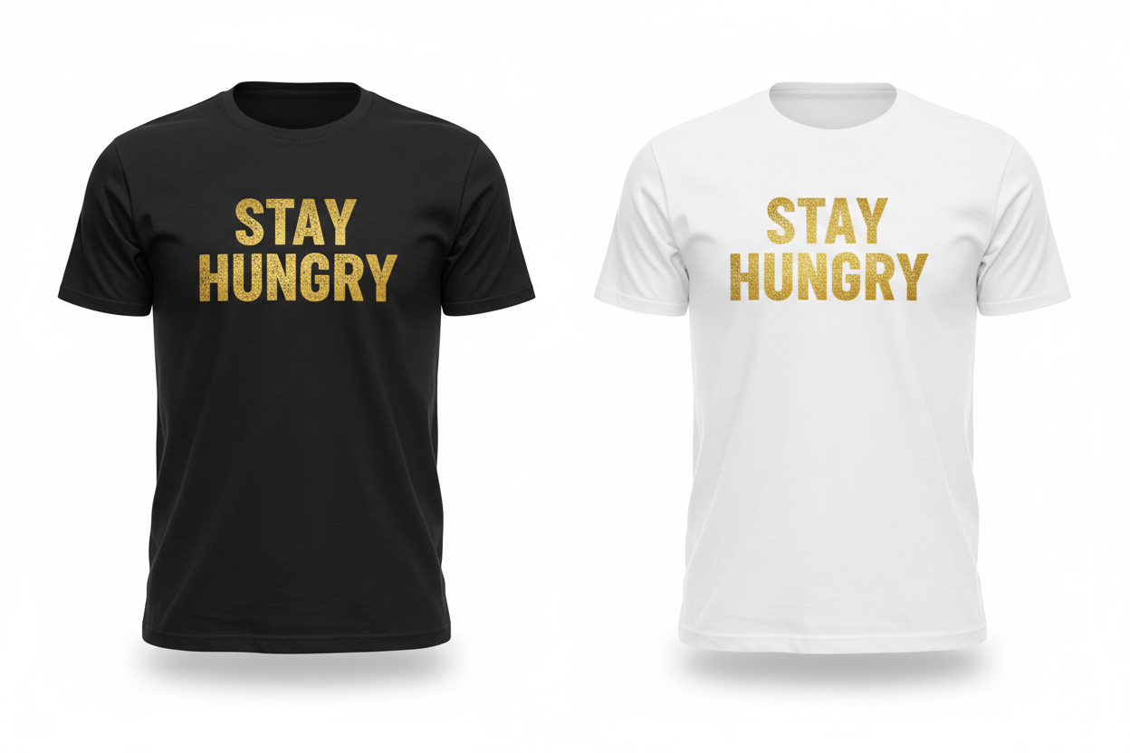 Stay Hungry Tee - Black and White Side by Side