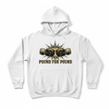 Pound for Pound boxing hoodie in white, flat lay product photo