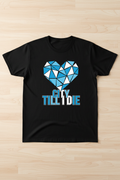 City Till I Die geometric heart – black t-shirt flat lay
