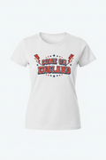Women's Come On England retro varsity white t-shirt ghost mannequin