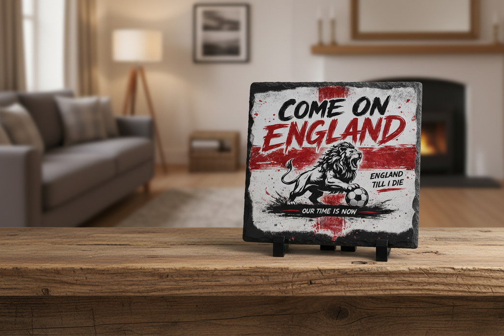 Slate plaque on mantelpiece lifestyle shot