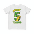 Personalised Dinosaur Birthday Age Number T-Shirt - White Flat Lay