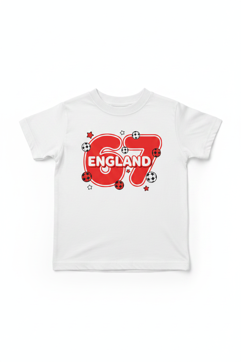 England 67 Kids T-Shirt - White Flat Lay