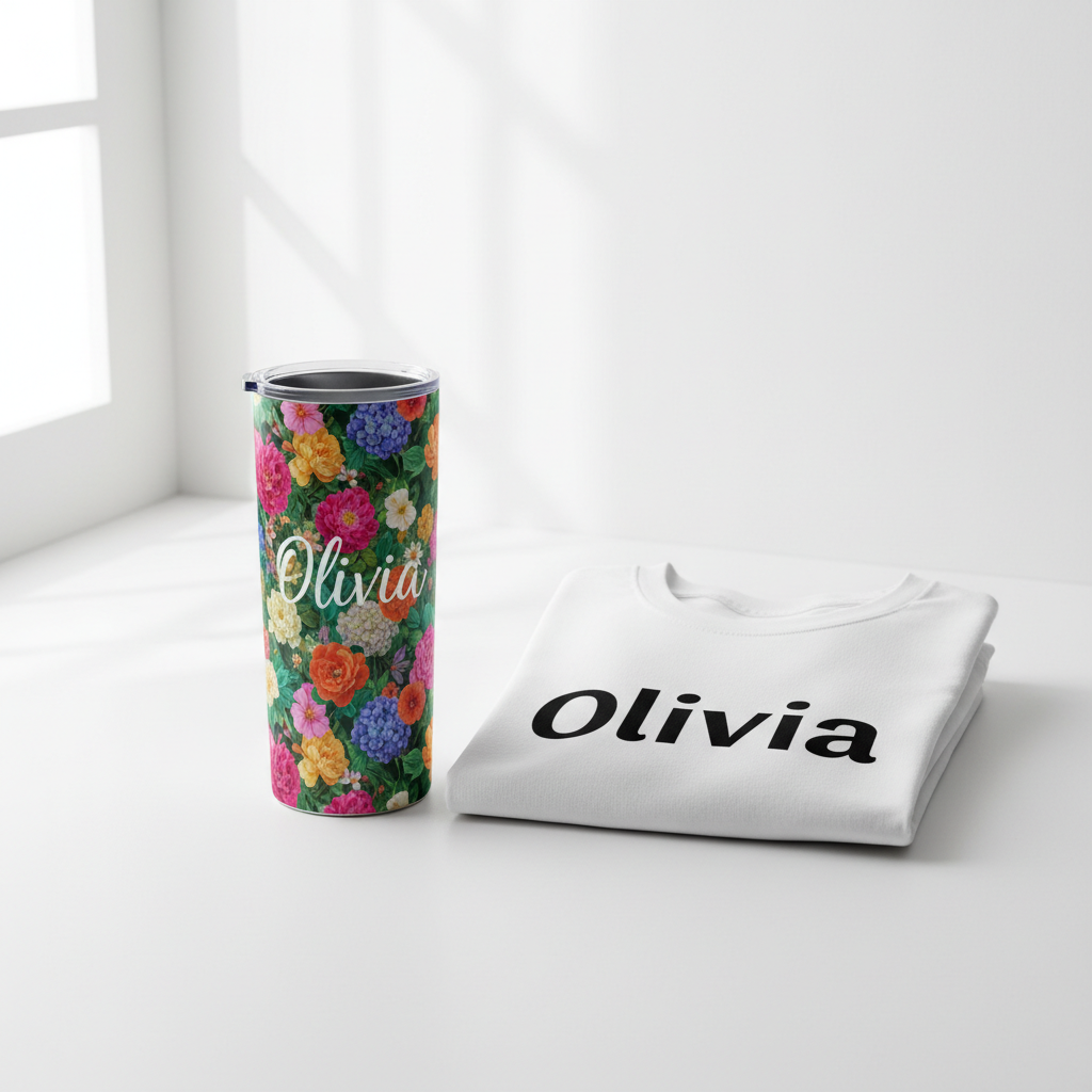 Personalised Skinny 20oz Sublimated Tumbler and T-Shirt Gift Bundle
