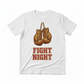 Fight Night boxing t-shirt in white, flat lay product photo