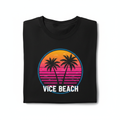Retro Vaporwave Sunset Tee - Black Flat Lay