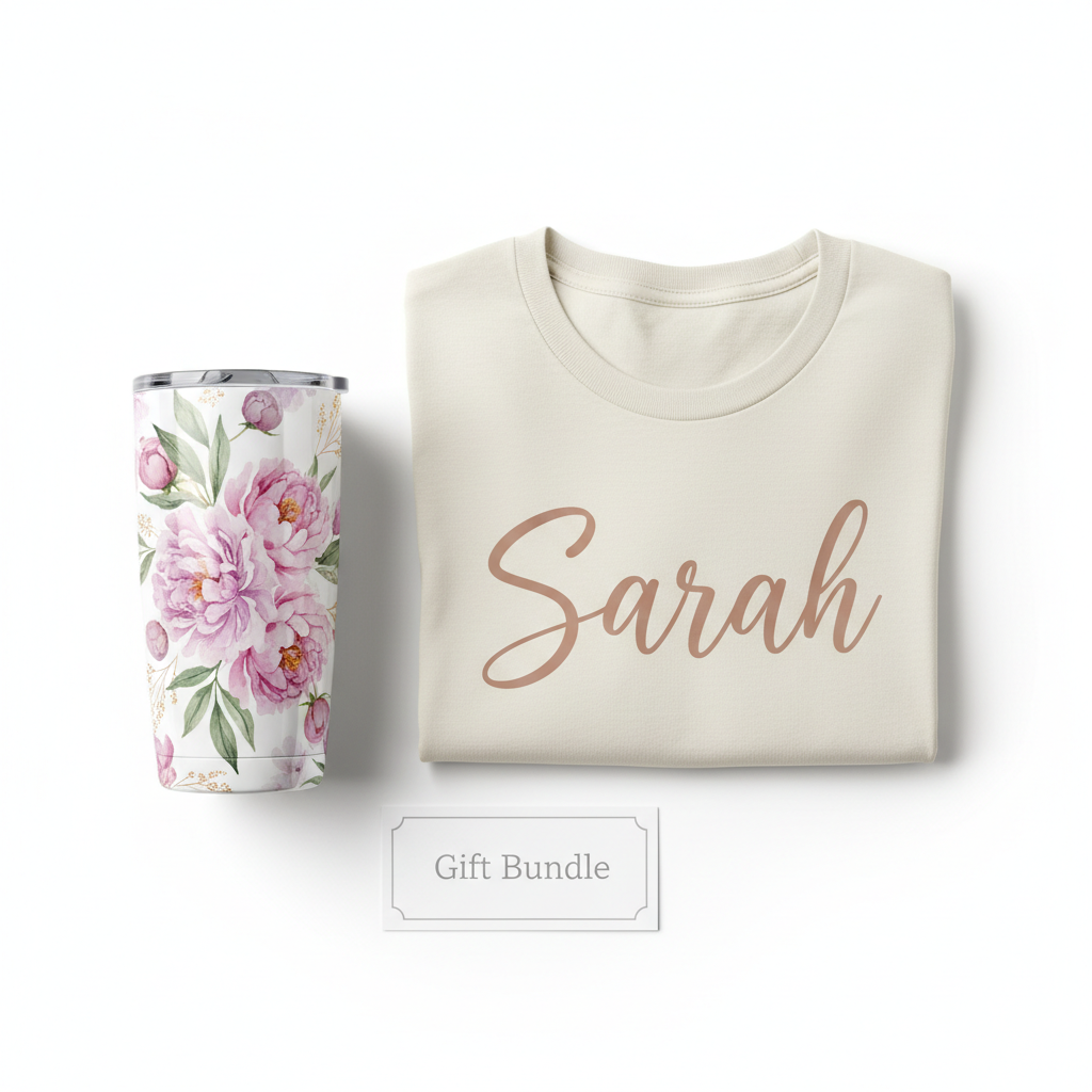 Personalised Tumbler and T-Shirt Gift Bundle